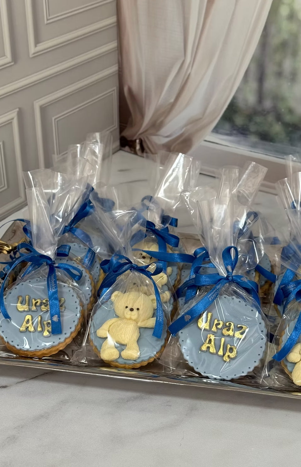 Erkek Bebekler İçin Ayıcıklı ve İsimli Kurabiye