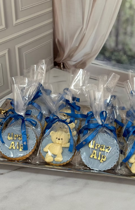 Erkek Bebekler İçin Ayıcıklı ve İsimli Kurabiye