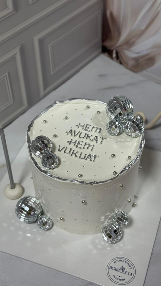 Bol Disko Toplu Süslemeli ve Yazılı Pasta