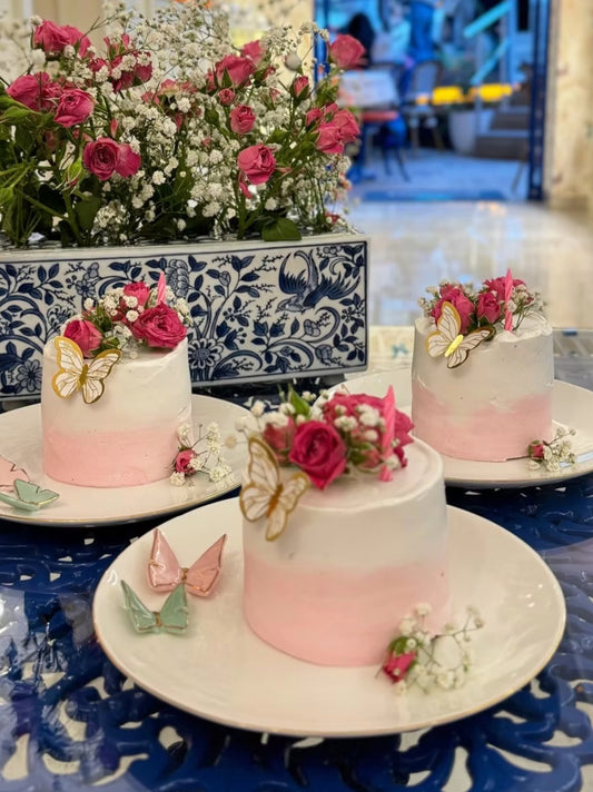 Çiçekli Renk Geçişli Mini Pasta