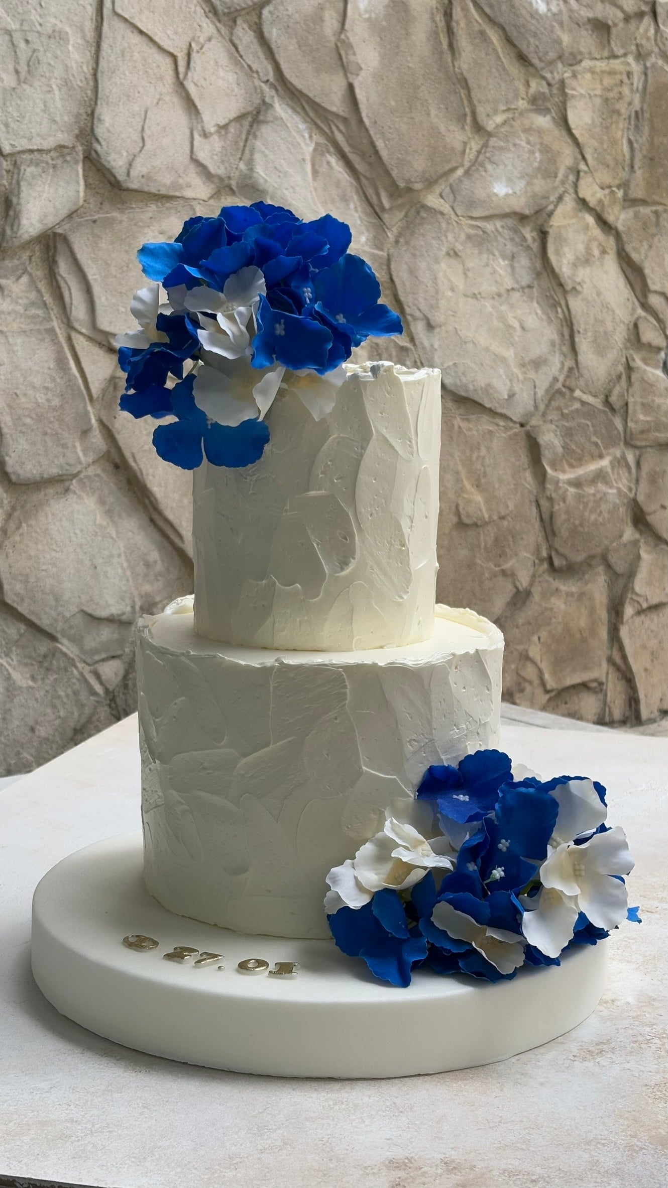 Mavi Beyaz Çiçekli Bridal Pasta