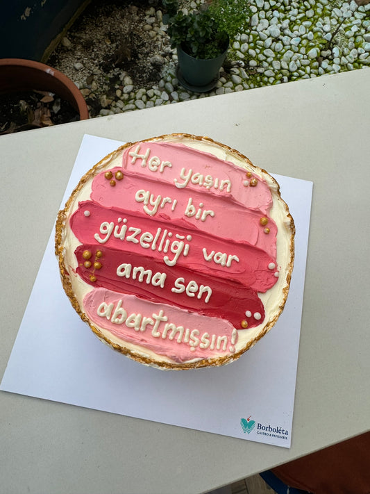 Renk Geçişli Yazılı Pasta