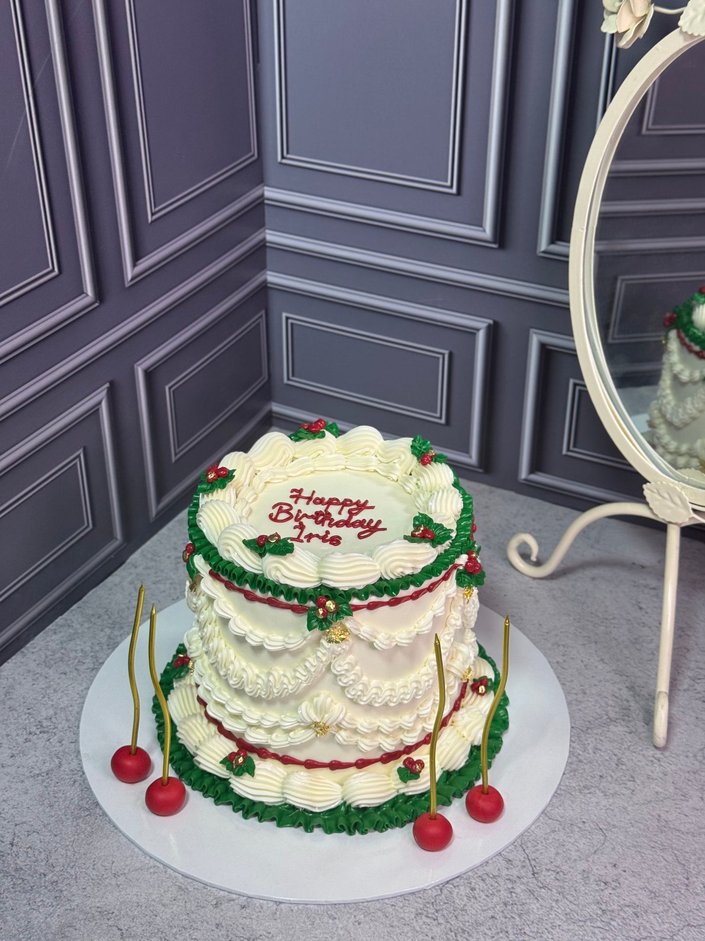 Fancy Retro Süslemeli Retro Yılbaşı Pasta