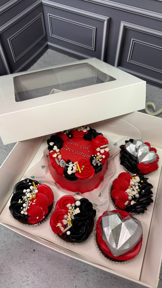 Siyah-Kırmızı Konseptli Sevgiler Günü Lezzet Kutusu