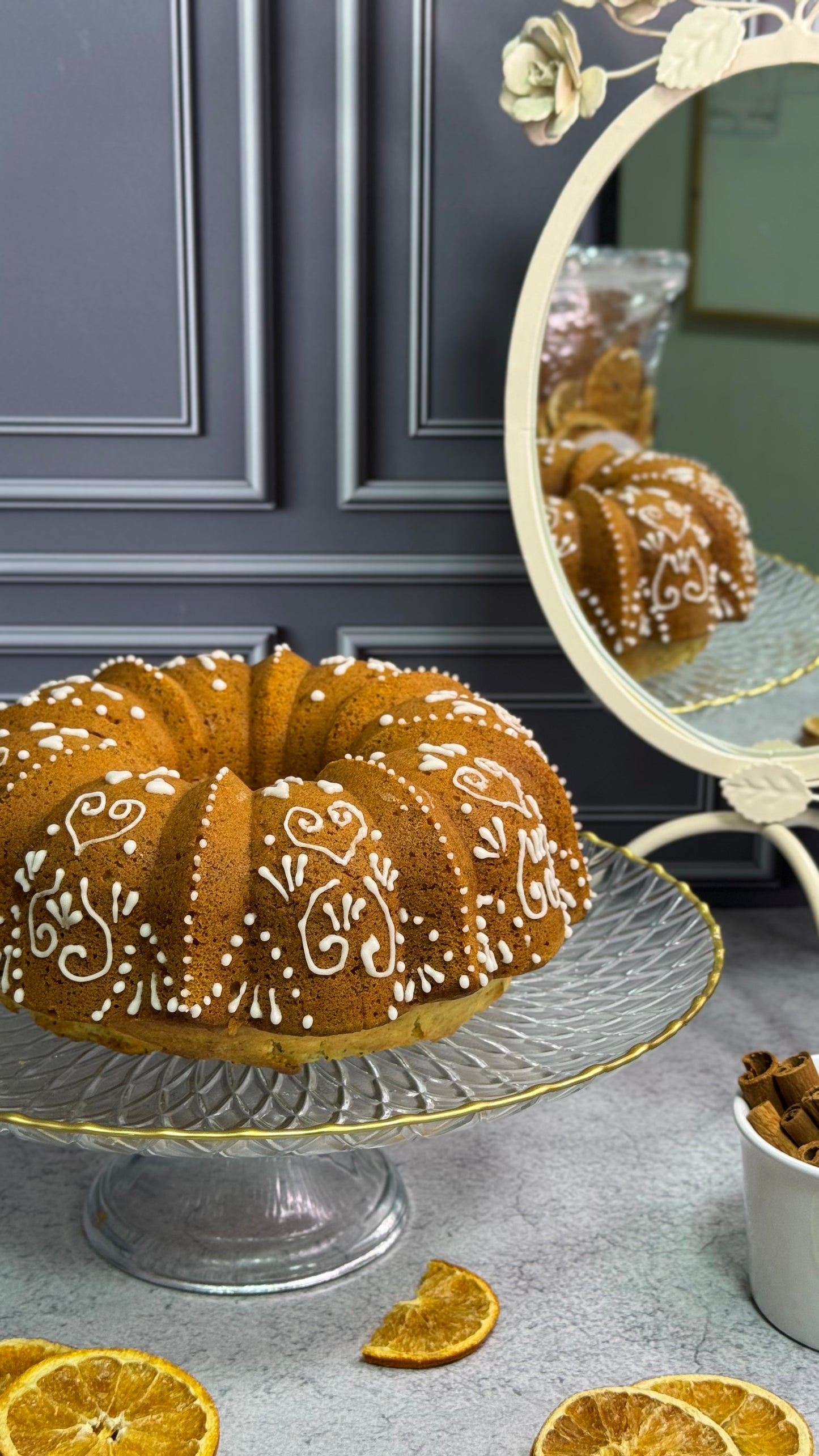 Portakallı  Tarçınlı Yılbaşı Temalı Kek