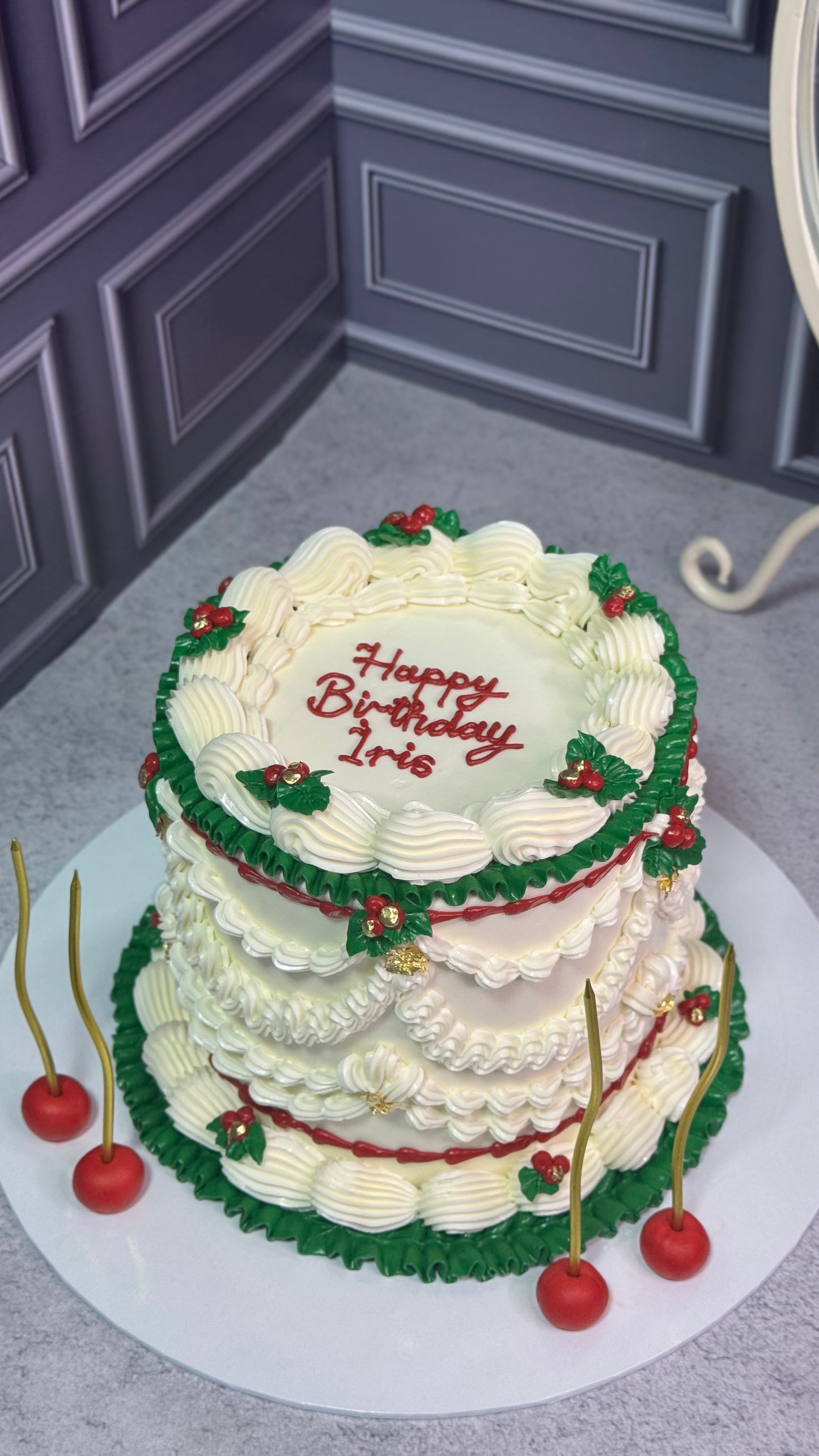 Fancy Retro Süslemeli Retro Yılbaşı Pasta