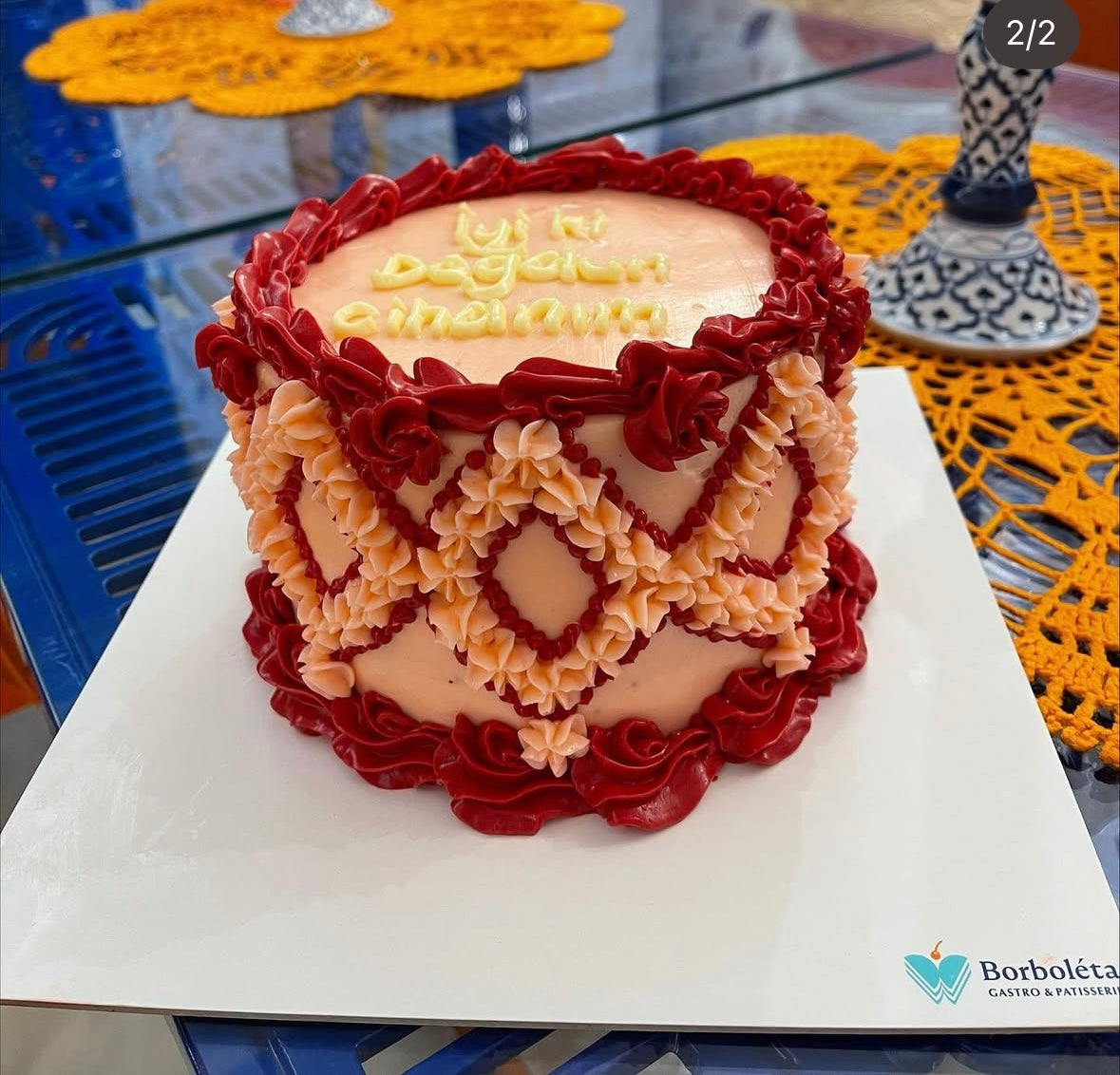 Fancy Retro Süslemeli Yazılı Pasta