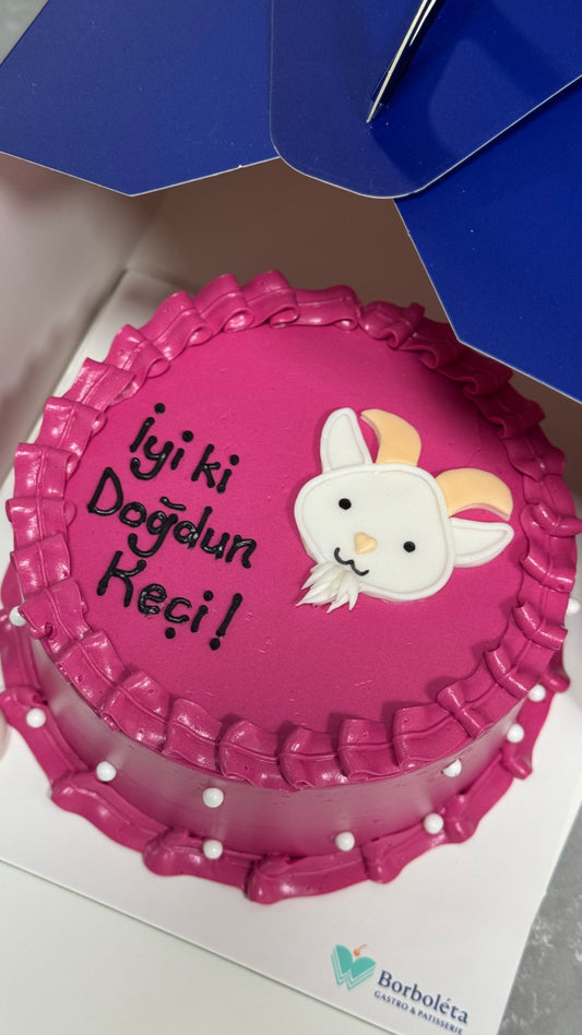 Keçi Figürlü Doğum Günü Pastası