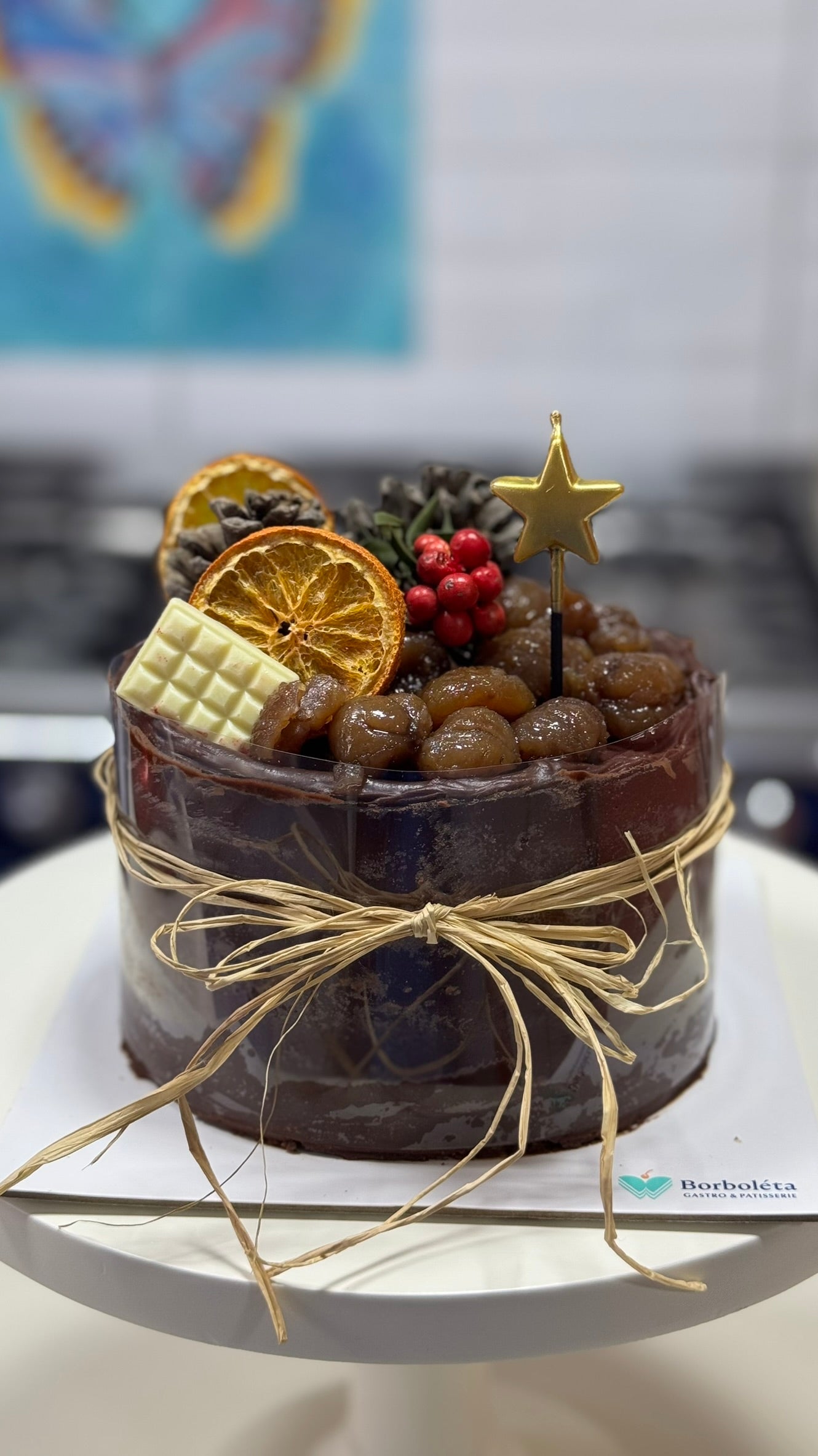 Kestaneli Yılbaşı Konseptli Pasta