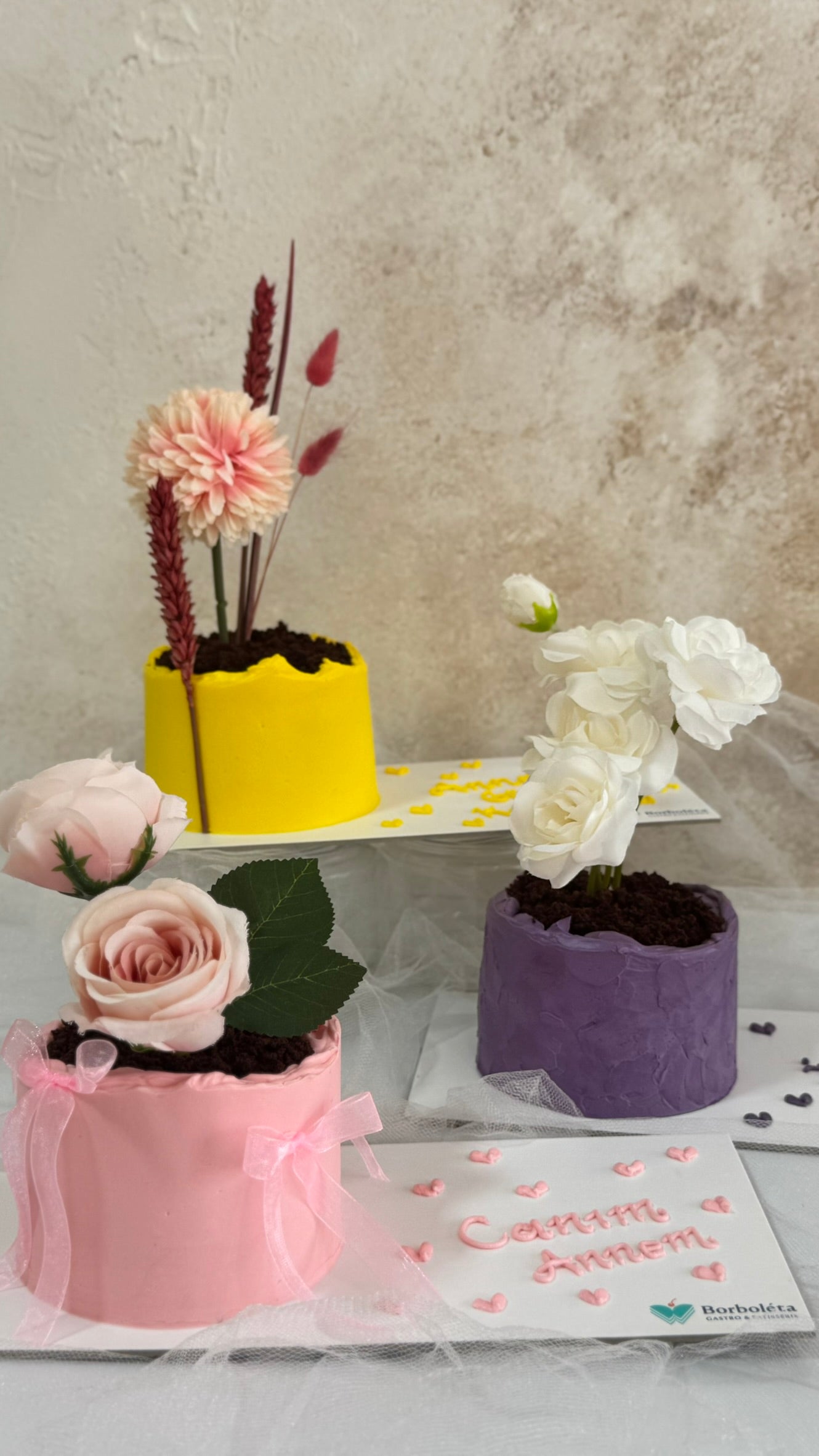 Saksıda Çiçek Anneler Günü Pasta