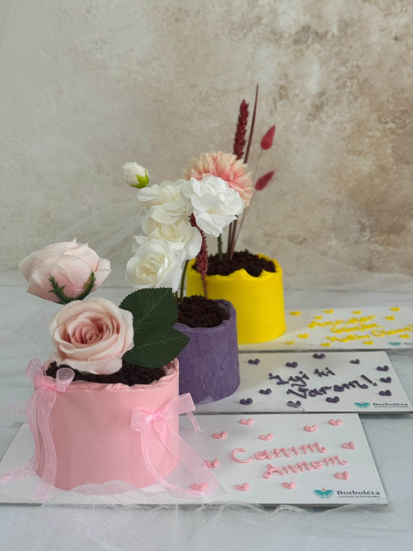 Saksıda Çiçek Anneler Günü Pasta