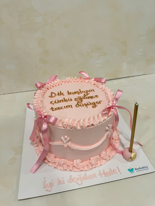 Pembe Retro Yazılı Pasta